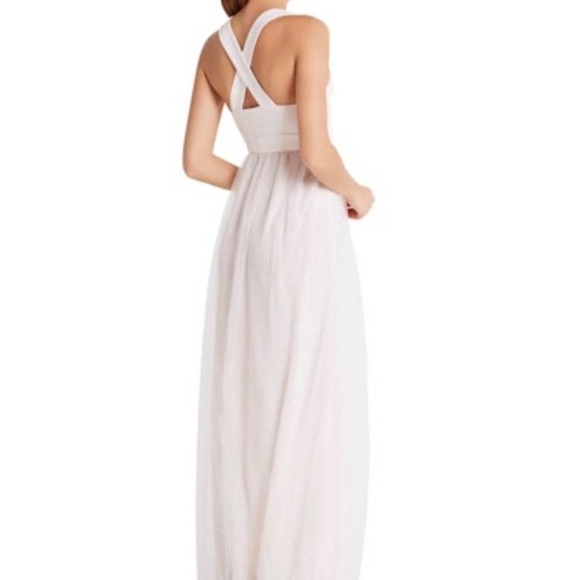 BCBGeneration Pink V Neck Sleeveless Cross Back Tulle Dress Size 2 Prom Gown - Picture 7 of 12